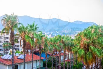 Alanya city, view to the city and mountains , Turkey