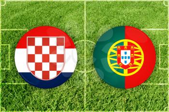 Croatia vs Portugal icons at green background