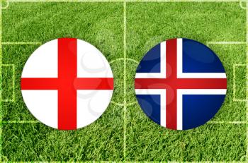 England vs Iceland icons at green background
