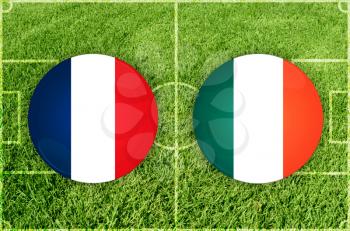 France vs Ireland icons at green background