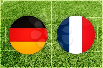 Germany vs France icons at football field background