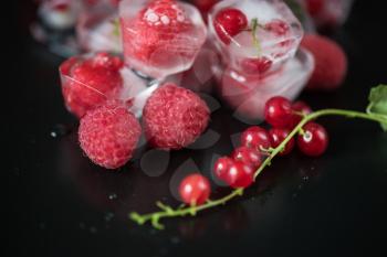 Fresh frozen berries raspberry and red currant