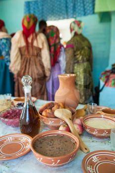 table with traditional old slavonic food