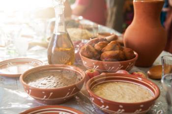 table with traditional old slavonic food