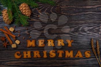 Gingerbreads for christmas on wooden background