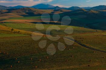 Beauty summer evening in the mountains in Altay, panoramic picture