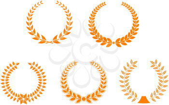 Royalty Free Clipart Image of a Set of Laurel Wreaths