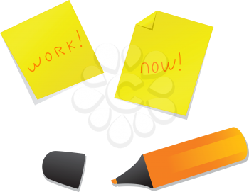 Royalty Free Clipart Image of Sticky Notes and a Pen