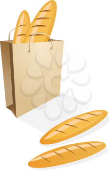 Royalty Free Clipart Image of a Shopping Bag With Bread