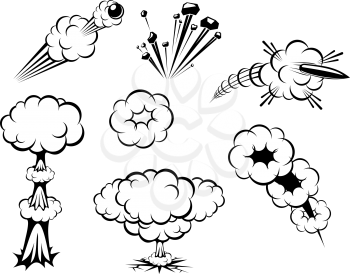 Royalty Free Clipart Image of a Set of Explosions
