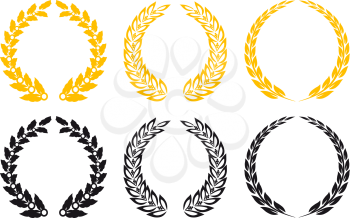 Royalty Free Clipart Image of a Set of Laurel Wreaths