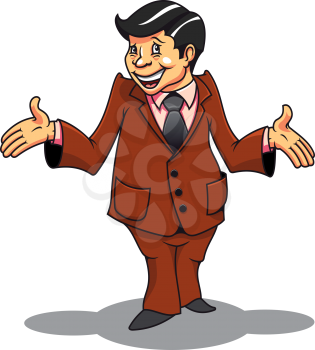 Smiling businessman in cartoon style be surprised