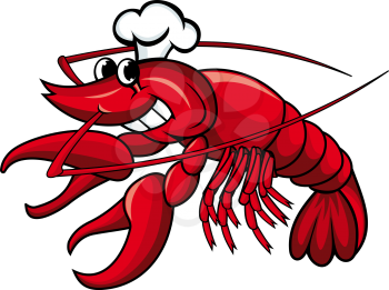 Smiling red crayfish or shrimp isolated on white