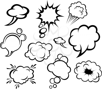 Speech bubbles and clouds set in cartoon style