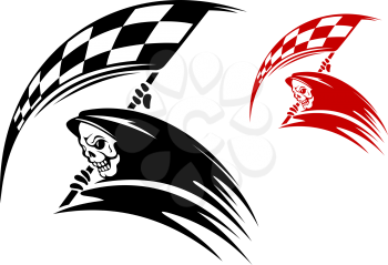 Black death with ckeckered flag for danger racing concept or tattoo