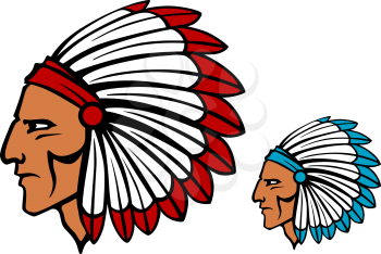 Brave tomahawk mascot in cartoon style for tattoo or another design