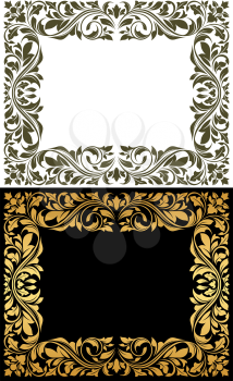 Golden frame with decorative floral elements for luxury concept