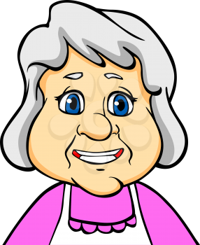 Smiling senior woman or grandmother in cartoon style