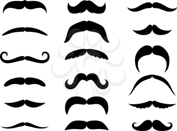 Black moustaches set isolated on white background