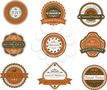 Bio and organic labels set in retro style