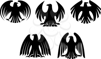 Black heraldic eagles for tattoo and heraldry design