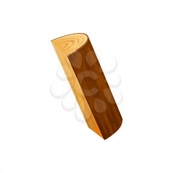 Oak or pine timber, lumber stick isolated flat cartoon icon. Vector fireplace heating material, hardwood stub,wooden log, tree trunk. Wood log of fire, chopped tree trunks, bark of felled dry woods