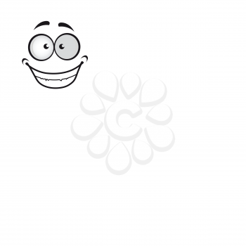 Smiling emoji with open mouth isolated cartoon face. Vector emoticon with teeth, comic smiley