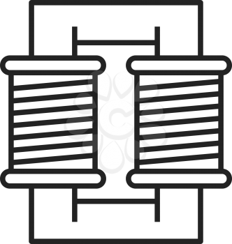 Electrical circuitry two coils connected parallel isolated outline icon. Vector connection of quadrifilar coil options, electrical conductors connection, electrical transformer thin line sign