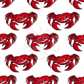 Seamless pattern background with red crabs baring their teeth