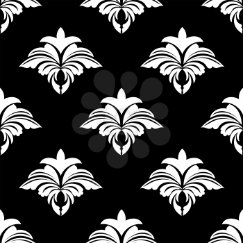 Classic retro seamless floral pattern in white and black colors for wallpaper design