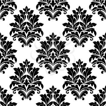 Damask seamless pattern with decorative black motifs for wallpaper and textile design