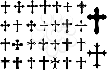 Religion Cross christianity symbols set isolated on white background for Religious, Church and Christianity design