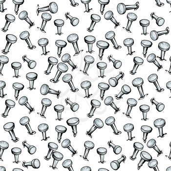 Broken steel nails seamless pattern in cartoon style with shining flattened heads for abstract background design