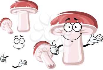 Cartoon fresh king bolete mushroom character with happy face giving thumb up sign for healthy vegetarian food design