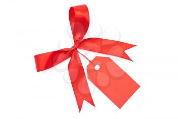 Red bow with tag 