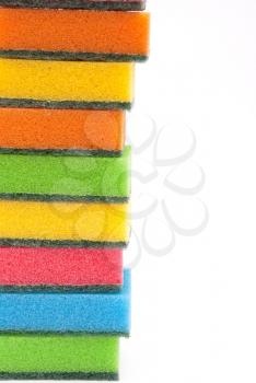 Multi-coloured kitchen sponges