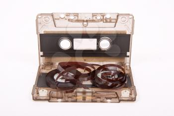 Broken audio cassette 