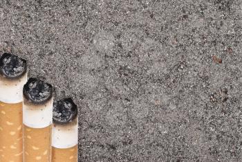 Butts against the tobacco ash