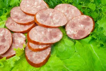Royalty Free Photo of  Sliced Meat on Fresh Greens