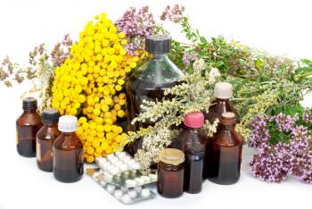 Royalty Free Photo of Herbal Medicines and Natural Plant Herbs