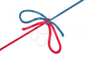 Knot of red and blue rope