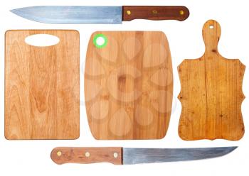 Kitchen cutting boards and knives