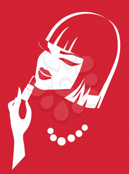 Creative illustration of a young girl. Yoke. Girl with lipstick