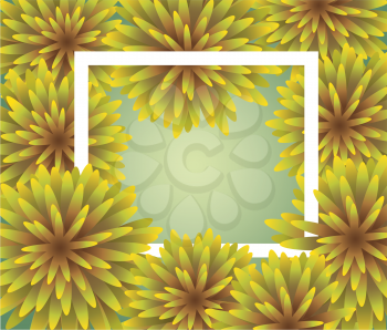 Abstract yellow Floral Greeting card - holiday background with paper cut Frame Flowers. Trendy Design Template. Vector illustration. The wreath of dandelions
