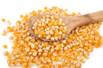 Corn seeds with wooden spoon
