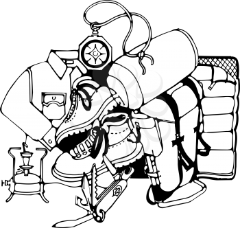 Royalty Free Clipart Image of a Camping Gear