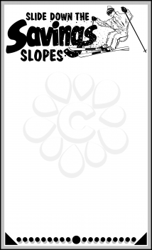 Royalty Free Clipart Image of an Ad Starter With a Skier