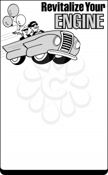 Royalty Free Clipart Image of an Automotive Ad Starter