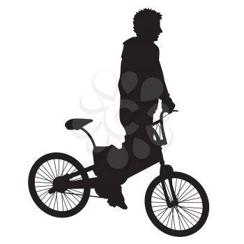 Royalty Free Clipart Image of a Silhouette of a Bicycle Rider
