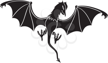 Royalty Free Clipart Image of a Black Dragon
